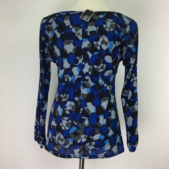 Alfani Women's Top P Petite Blue Gray Black Multi-Color Long Sleeve - Picture 5 of 7